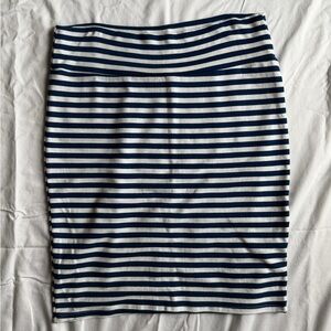 LuLaRoe Navy and White Striped Cassie Skirt